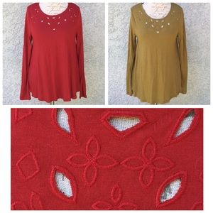 Old Navy Embroidered Floral Geometric Shapes Cutout Blouse Shirt Set Bundle Lot
